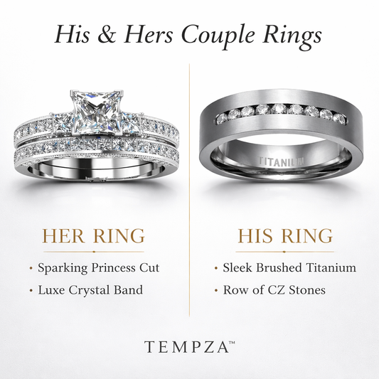 His & Hers Crystal Couple Rings